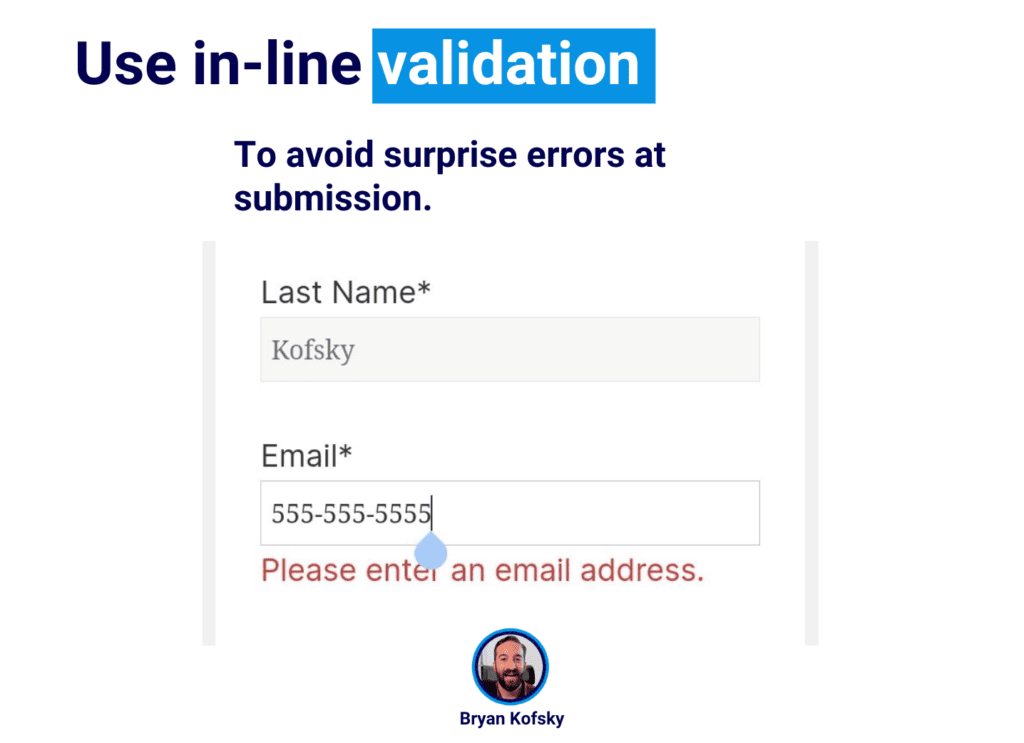 form In-line validation error message