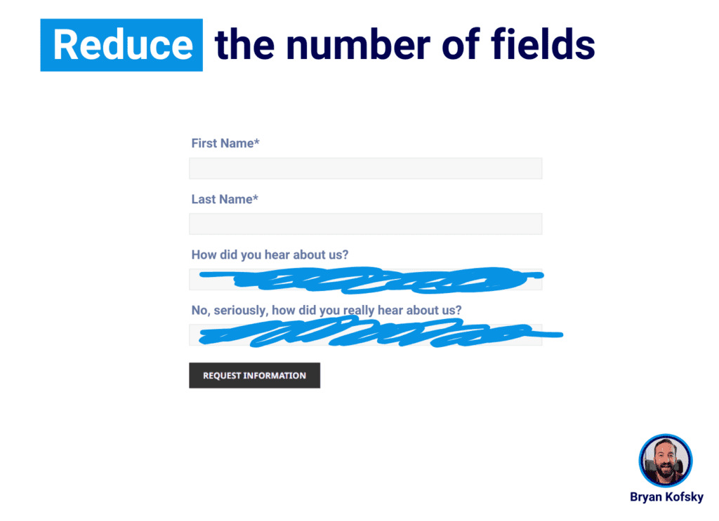 Simplified form with reduced fields